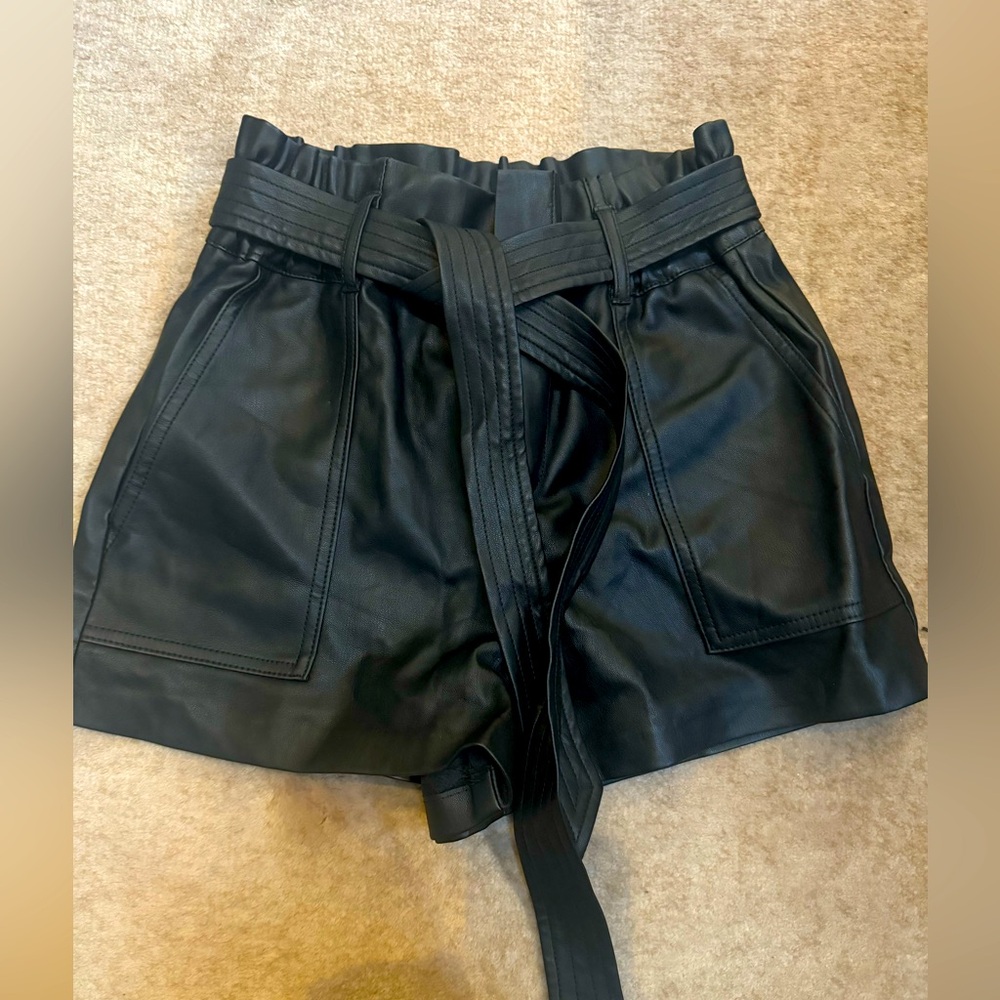 Zara faux leather high waisted black short